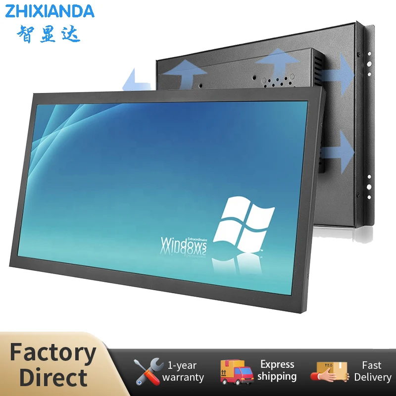 Zhixianda 15.6" 1920*1080 Widescreen Industrial Grade Embedded Capacitive Touch Screen Open Frame Monitor With VGA HDMI Port