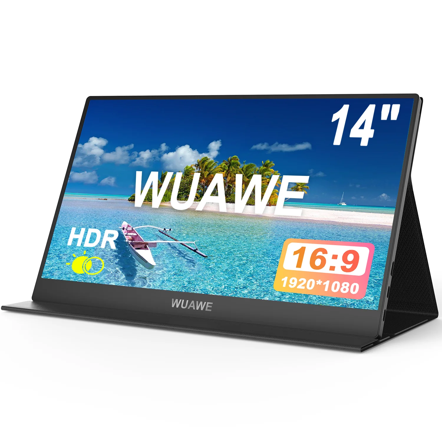 WUAWE 14 inch Small Portable Monitor for Laptop, 1080P USB HDMI Travel External Second Screen for Mac Phone PS5 Xbox Switch